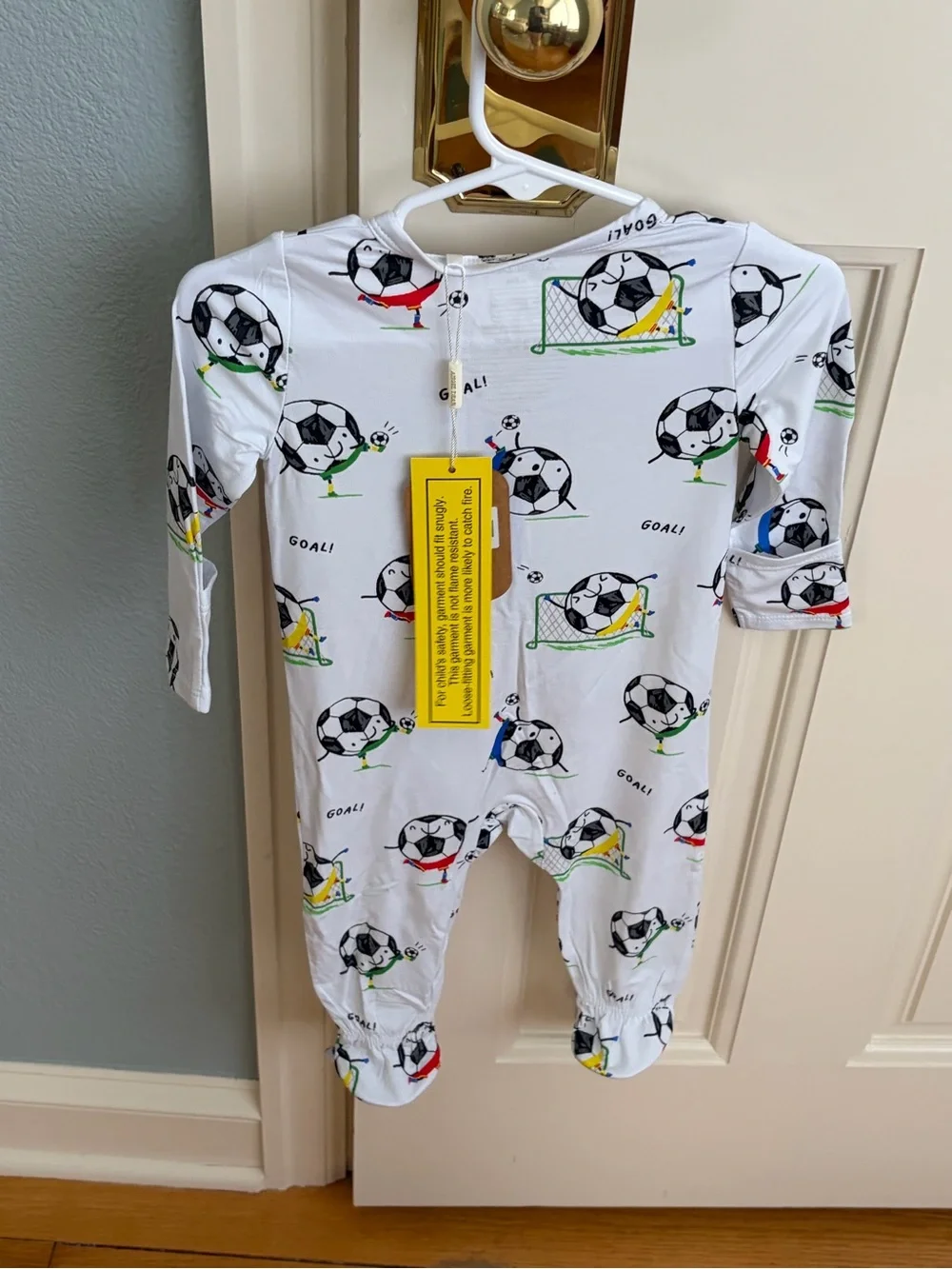 NWT Angel Dear Bamboo Soccer Print Zipper Footie Pajama